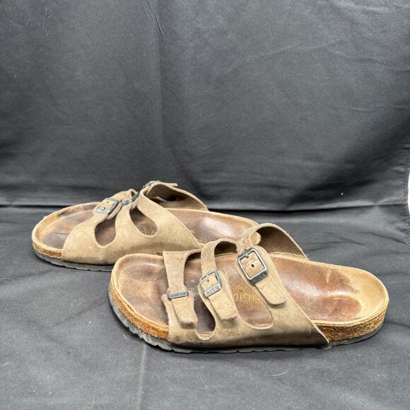 Birkenstock Birkis Florida Brown Tan 3 Buckle Strap Sandals Womens 37(6.5) - Picture 2 of 7